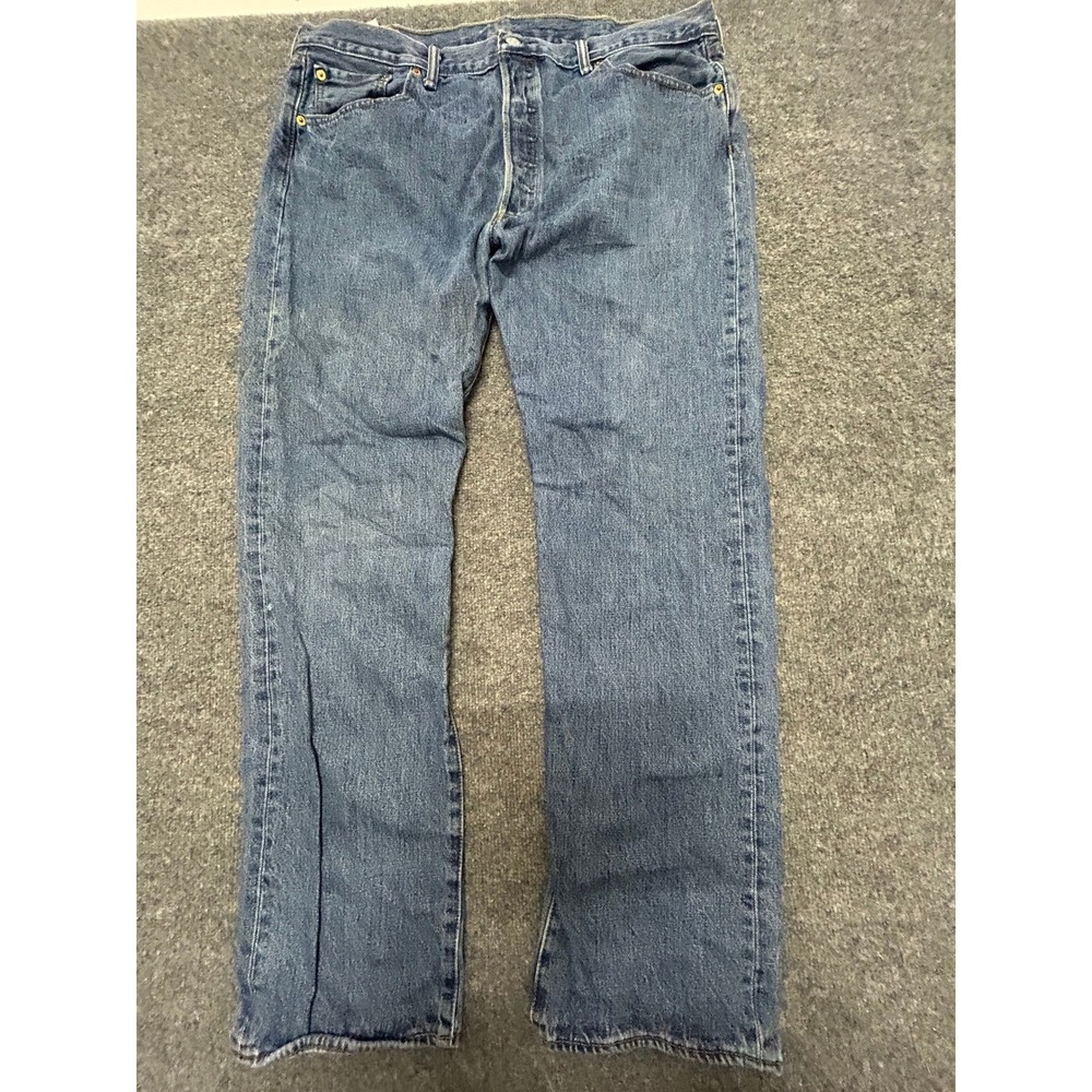 Levis Jeans Mens Size 40 Blue 501 Original Fit Straight Leg Denim Button Fly 32L